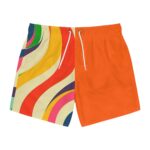 Colorful Retro Swim Trunks, Vibrant Beach Shorts, Summer Swimwear, Pool Party Gear, Vacation Essentials, Men's Swimwear