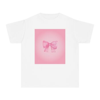 Youth Pink Bow Tee - Perfect for Spring, Birthday Gift, Everyday Wear, Positive Vibes, Casual Style