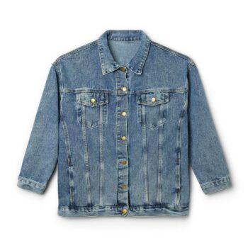 Trendy Women's Denim Jacket with Pink Crown Design | Fashionable Outerwear, Casual Style, Birthday Gift, Everyday Wear