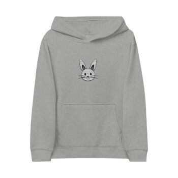 Kids Bunny Embroidered Fleece Hoodie | Soft Cozy Rabbit Pullover for Everyday Wear